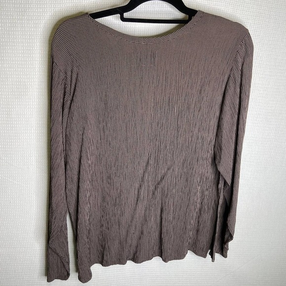 Flax | Brown Plaid Long Sleeve Top Small - Picture 4 of 8